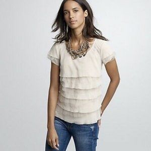 J. Crew | Tulle Silk Tiered Short Sleeve Blouse